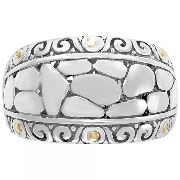 Effy Jewelry - Effy Balissima BH 925 Sterling Silver 18K Gold Crackle-Look Pebble Dome Ring